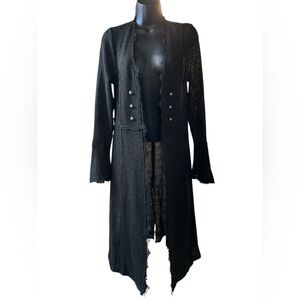 Vocal Apparel Black Open Front Long Cardigan with Bell Sleeves NWT
